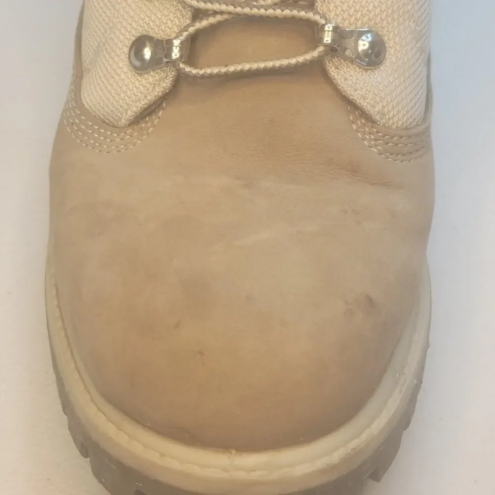 Timberland Men's Boots 8.5 Tan Nubuck Leather Canvas Chukka Trail Mid Lace